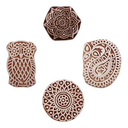 Set of 4 Piece New Mix Wooden Printing Block
